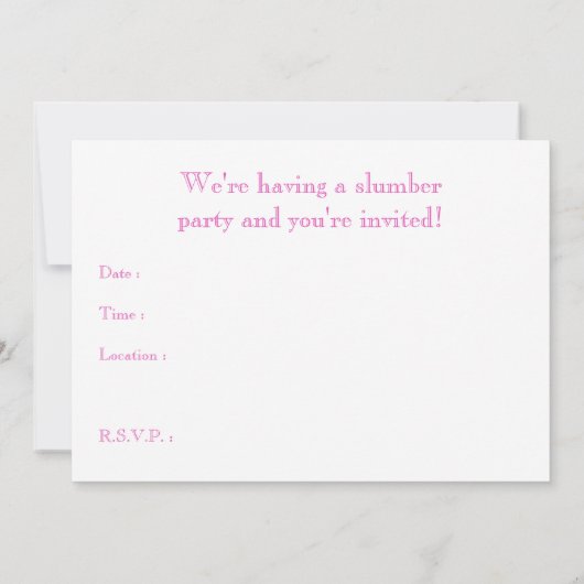 スランバーパーティの招待状: starshine 招待状 (裏面)