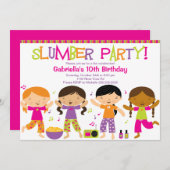 スランバーパーティーおもしろい誕生日招待状 招待状 (正面/裏面)