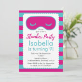 スランバーパーティーをテーマにした誕生日パーティーの招待状 招待状 (スタンド正面)