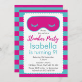 スランバーパーティーをテーマにした誕生日パーティーの招待状 招待状 (正面/裏面)