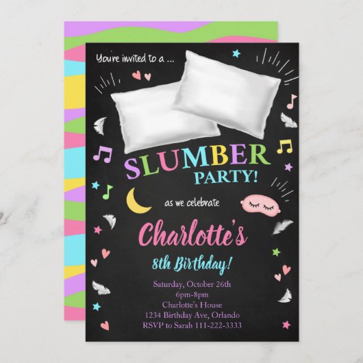スランバーパーティースリーポバーガールズ招待状 招待状 (正面/裏面)