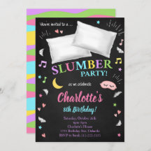 スランバーパーティースリーポバーガールズ招待状