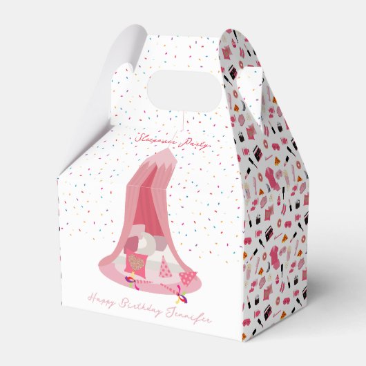 スランバーパーティースリーポバーテント子供の誕生日パーティー フェイバーボックス (正面サイド)