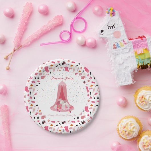 スランバーパーティースリーポバーテント子供の誕生日パーティー ペーパープレート (パーティー)