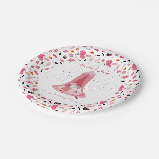 スランバーパーティースリーポバーテント子供の誕生日パーティー ペーパープレート (アングル)