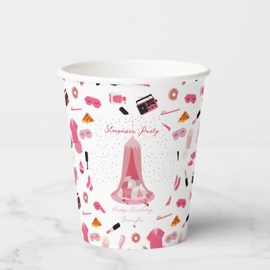 スランバーパーティースリーポバーテント子供の誕生日パーティー 紙コップ (正面)