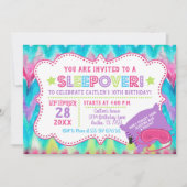 スランバーパーティースリーポバーパステルレインボー誕生日 招待状 (正面)