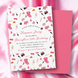 スランバーパーティースリーポバー子供の誕生日パーティー 招待状