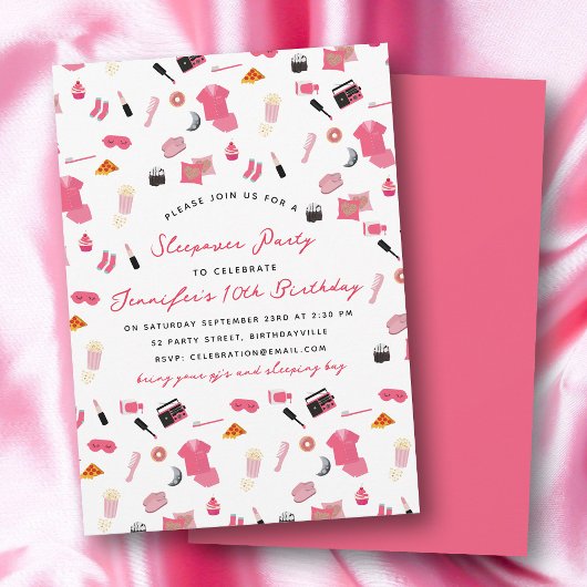 スランバーパーティースリーポバー子供の誕生日パーティー 招待状