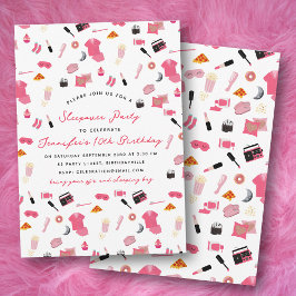 スランバーパーティースリーポバー子供の誕生日パーティー 招待状