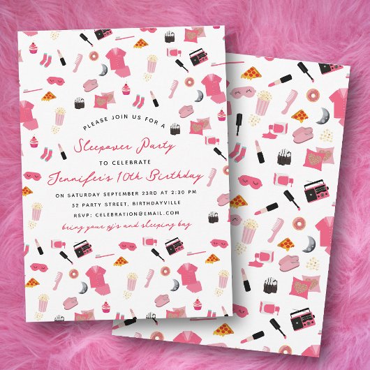 スランバーパーティースリーポバー子供の誕生日パーティー 招待状