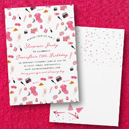 スランバーパーティースリーポバー子供の誕生日パーティー 招待状