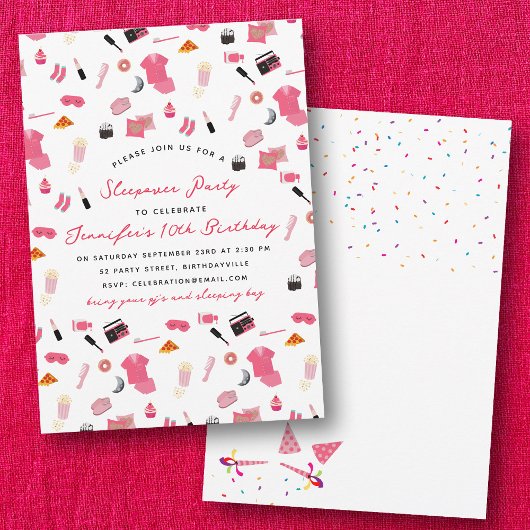 スランバーパーティースリーポバー子供の誕生日パーティー 招待状