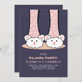 スランバーパーティーバニースリッパ招待状 招待状 (正面/裏面)