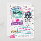 スランバーパーティーパグ誕生日招待状子犬 (正面)