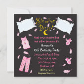 スランバーパーティーピローファイト誕生日招待状 招待状 (正面)