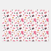 スランバーパーティーピンクガールキッズパターン ラッピングペーパーシート (正面2)