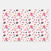 スランバーパーティーピンクガールキッズパターン ラッピングペーパーシート (正面)