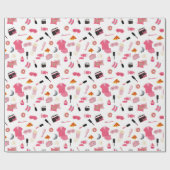 スランバーパーティーピンクガールキッズパターン ラッピングペーパー (フラット)