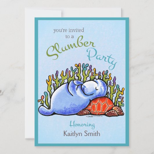 スランバーパーティーマナティータートルオフリーシュアート™ 招待状 (正面)