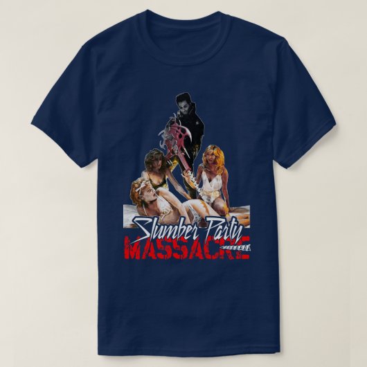 スランバーパーティー大虐殺80sカルトクラシックホラーDes Tシャツ (デザイン正面)