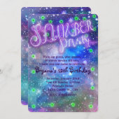 スランバーパーティー宇宙銀河系誕生日招待状 招待状 (正面/裏面)