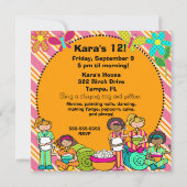 スランバーパーティー誕生日カスタマイズ招待状 招待状 (裏面)