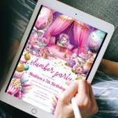 スランバーパーティー誕生日パステルピンクパープル金ゴールド 招待状