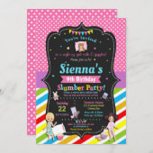 スランバーパーティー誕生日招待状ガールズ 招待状 (正面/裏面)