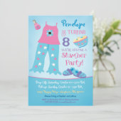 スランバーパーティー誕生日招待状パジャマスリーポバー 招待状 (スタンド正面)