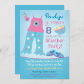 スランバーパーティー誕生日招待状パジャマスリーポバー 招待状 (正面/裏面)