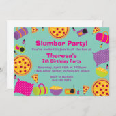 スランバーパーティー誕生日招待状 招待状 (正面/裏面)