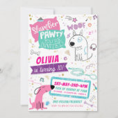 スランバーパーティー誕生日招待状- Doggy Puppy (正面)
