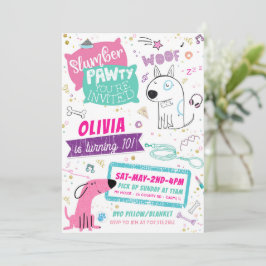 スランバーパーティー誕生日招待状- Doggy Puppy