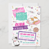スランバーパーティー誕生日招待状- Kitty Cat (正面)