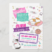 スランバーパーティー誕生日招待状- Kitty Cat (正面/裏面)