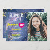 スランバーパーティー誕生日絞り染めおもしろい写真 招待状 (正面/裏面)