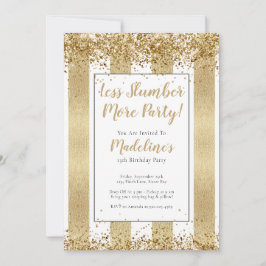 スランバーパーティー金ゴールドストライプグリッター誕生日パーティー 招待状