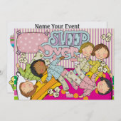 スランバーパーティー – スリープオーバー 招待状 (正面/裏面)