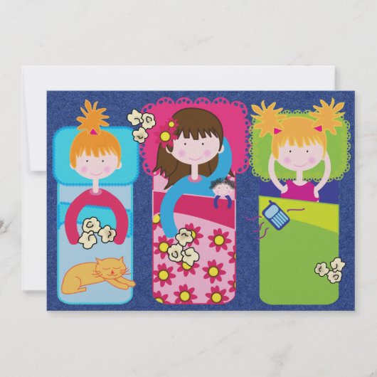 スランバーパーティー/スリープオーバー – SRF 招待状 (正面)