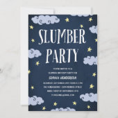 スランバーパーティー | ネイビー図解入りの、写真付きのブルー誕生日 招待状 (正面)