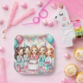 スランバー誕生日パジャマパーティー紙プレート ペーパープレート (パーティー)