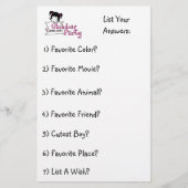 スランバー・パーティーのおもしろいのリスト2 便箋 (正面)