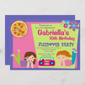 スランバー・パーティーのおもしろいの誕生日の招待状 招待状 (正面/裏面)