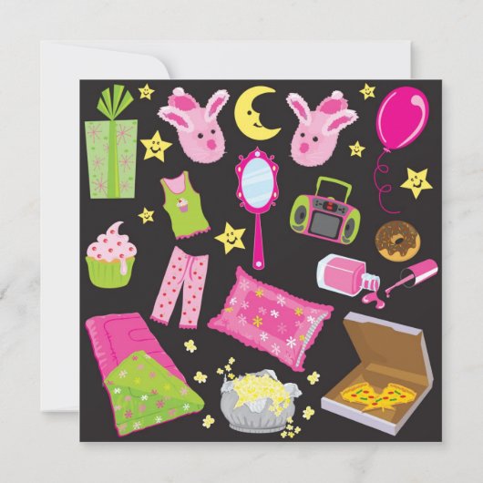 スランバー・パーティーのピローファイトの招待状 招待状 (裏面)