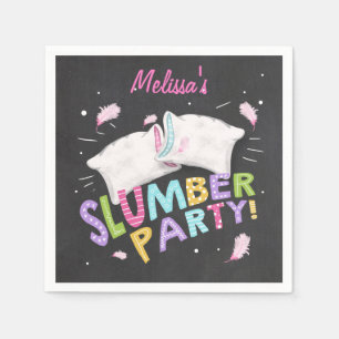 スランバー・パーティーの紙ナプキンのピンクの女の子のSleepover スタンダードカクテルナプキン