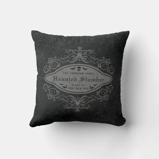 スランバ幽霊のよく出るマカレ任意の家族の名前ハロウィーン クッション (裏面)