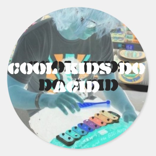 スラードと大きな無！子供のクールアシッドステッカー ラウンドシール (正面)