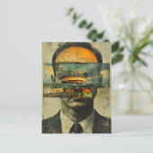 スリアルチーズバーガーパーソンシティウォーター抽象芸術 ポストカード (スタンド正面)