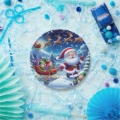 スリグと小妖精や小人クリスマスと陽気なサンタ ペーパープレート (パーティー)